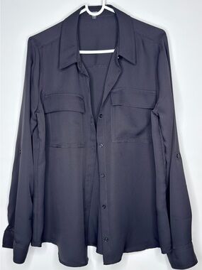 Women’s Twill Double Flap Pocket Rolled Sleeve Utility Portofino Shirt Small